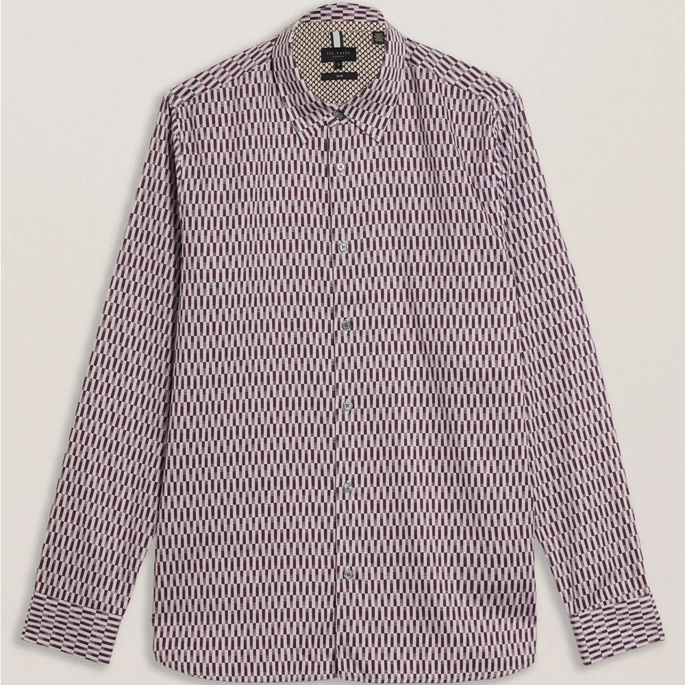 Ted Baker Men's Patterned Shirt - Black and White - Picture 2 of 7